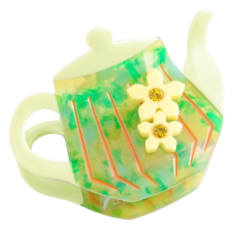 Green Teapot &#8211; Large Single Claw Hair Clip