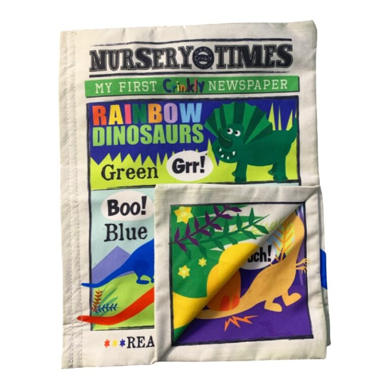 Rainbow Dinosaurs &#8211; Nursery Times Crinkly Newspaper Baby Toy 0+