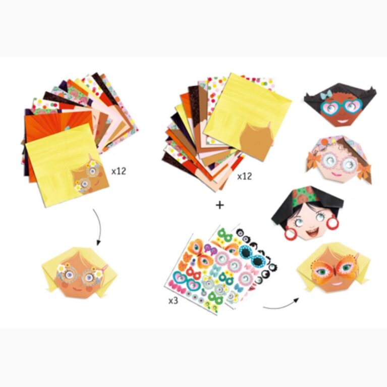 Pretty Faces Origami Craft Set By Djeco 4+