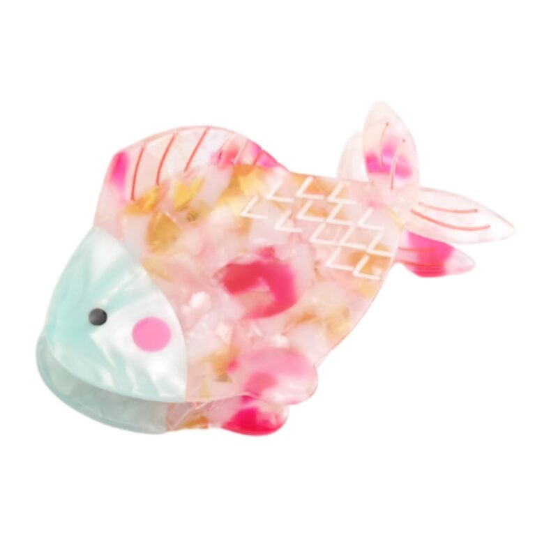 Blue &#038; Pink Fish &#8211; Large Single Claw Hair Clip