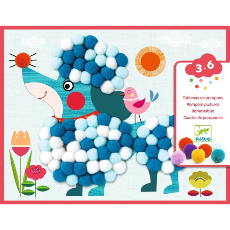 Dogs To Stroke Pom Pom Collage Art Set By Djeco 3-6