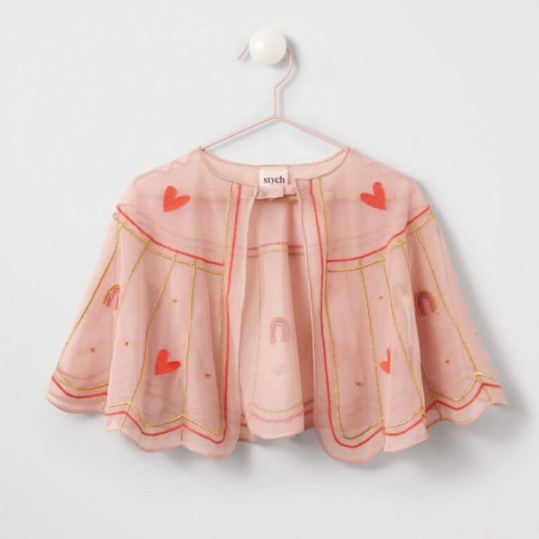 Children&#8217;s Tulle Heart Embroidered Cape 3+