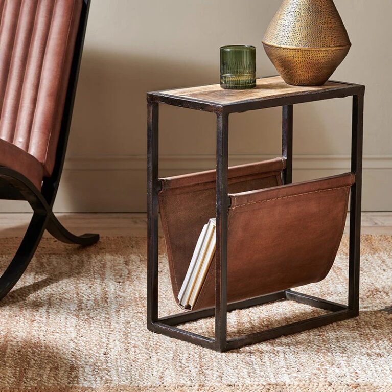 Alera Metal &#038; Leather Side Table