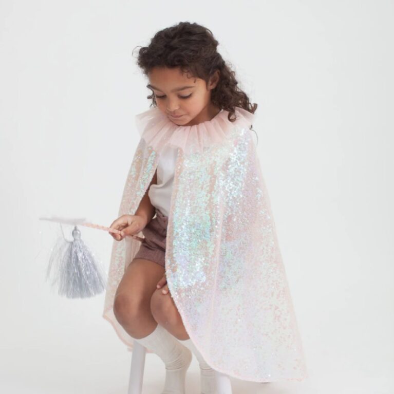 Children&#8217;s Iridescent Sequin Cape Fancy Dress Costume 3-6
