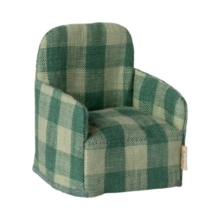 Miniature Green Checked Chair By Maileg 3+