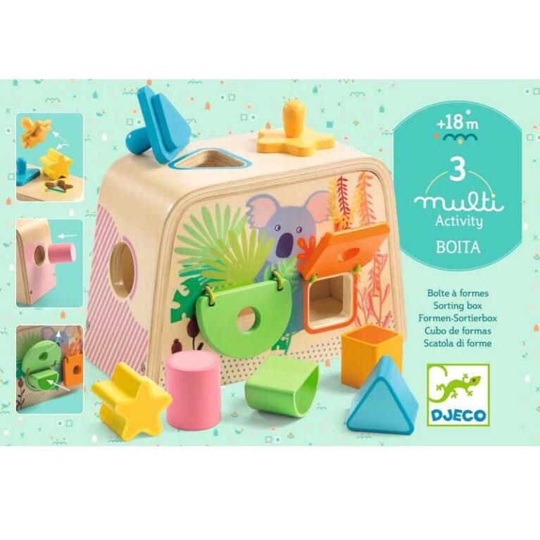 Multi Boita &#8211; Wooden Shape Sorter Toy By Djeco 18m+