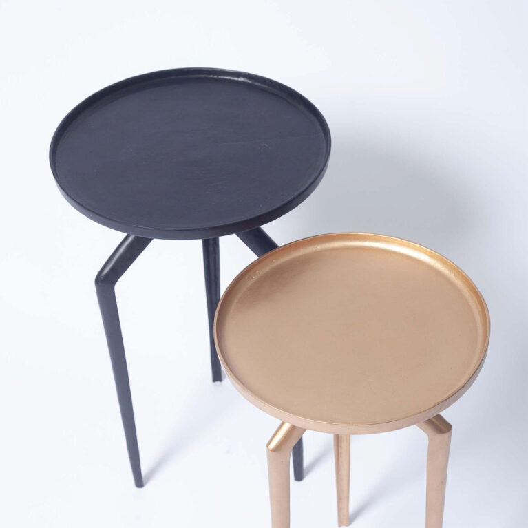 Set Of 2 Mosquito Metal Side Tables &#8211; Black &#038; Gold