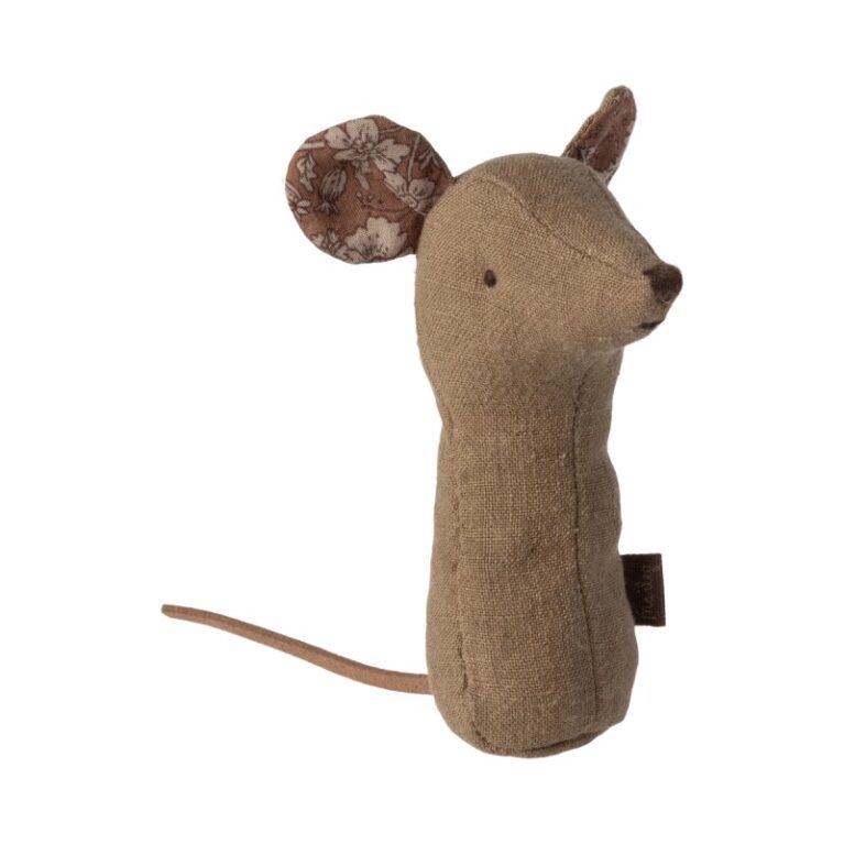 Mouse Rattle Toy In Light Umber By Maileg 0+