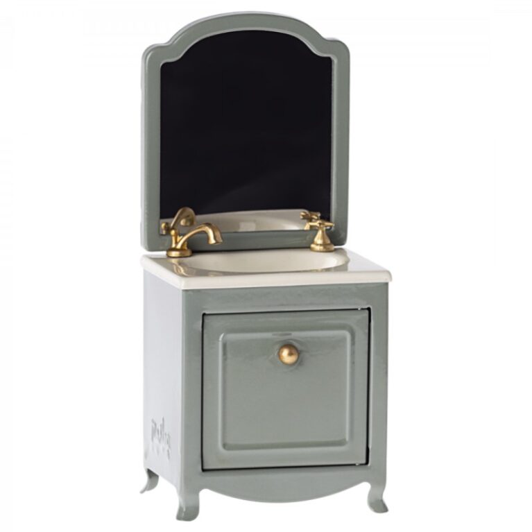Miniature Sink Dresser With Mirror In Dark Mint By Maileg 3+