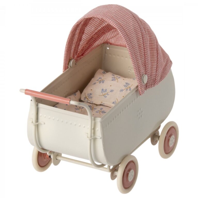 Micro Pram In Coral By Maileg 3+