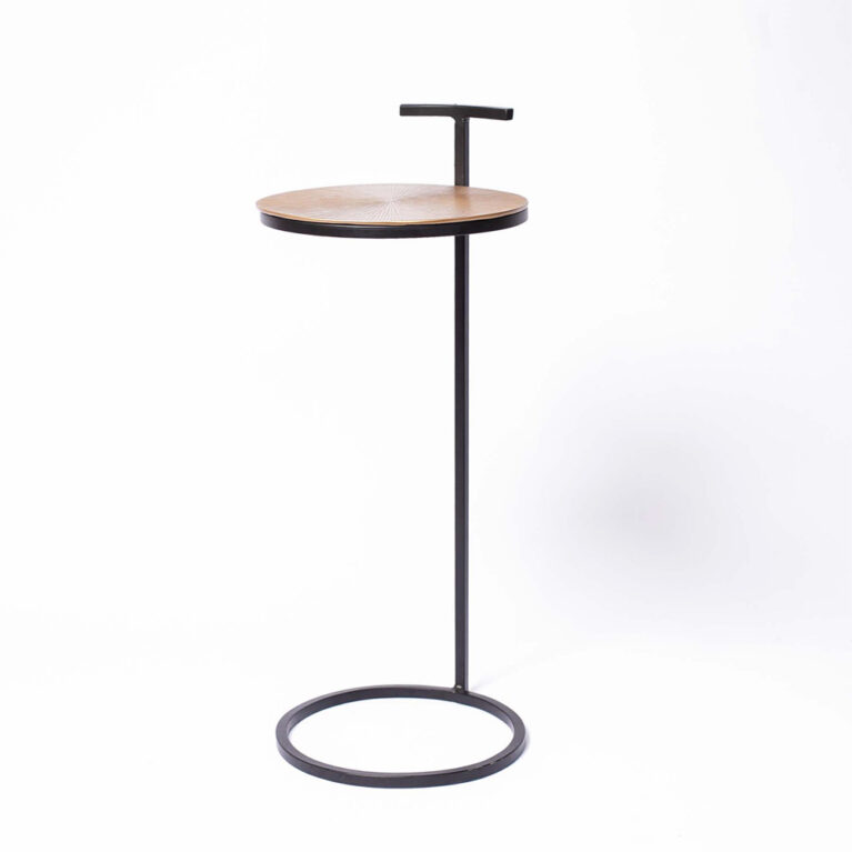 Position Circular Side Table With Brass Shelf