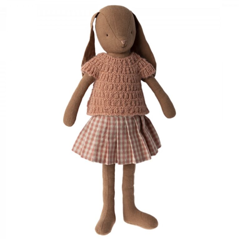 Chocolate Brown Bunny In Jumper &#038; Skirt Soft Toy By Maileg 0+
