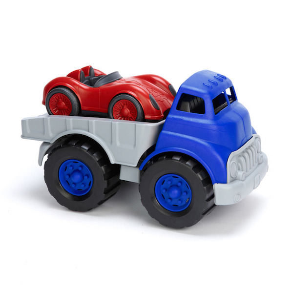 Flatbed Truck with Red Race Car &#8211; Green Toys Recycled Plastic 3+