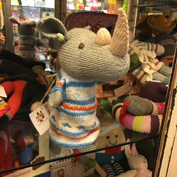 RHINO Hand Knitted Glove Puppet Organic Cotton