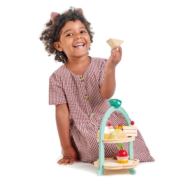 Birdie Afternoon Tea Stand Wooden Play Food Set 3+