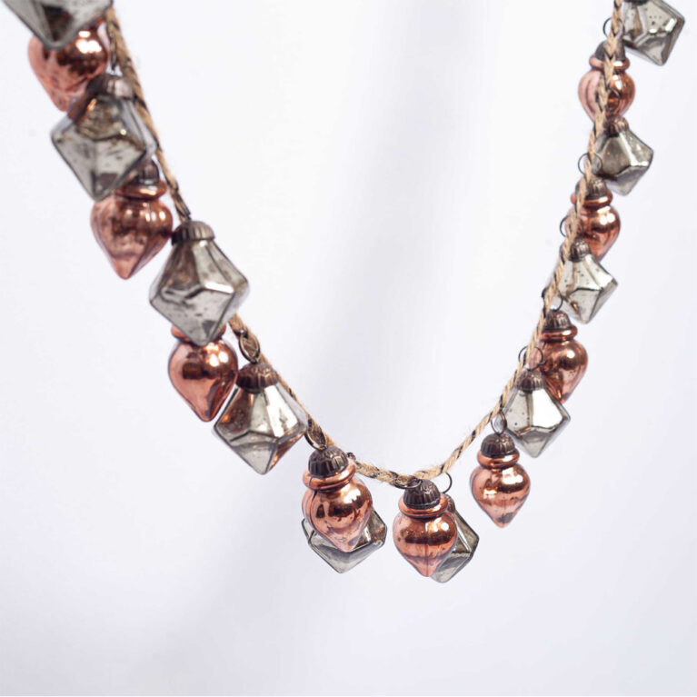 Ekiti Glass Bauble Garland In Antique Gold &#038; Rust