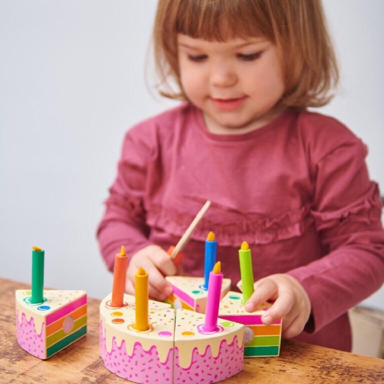 Rainbow Birthday Cake Wooden Play Food Set 3+