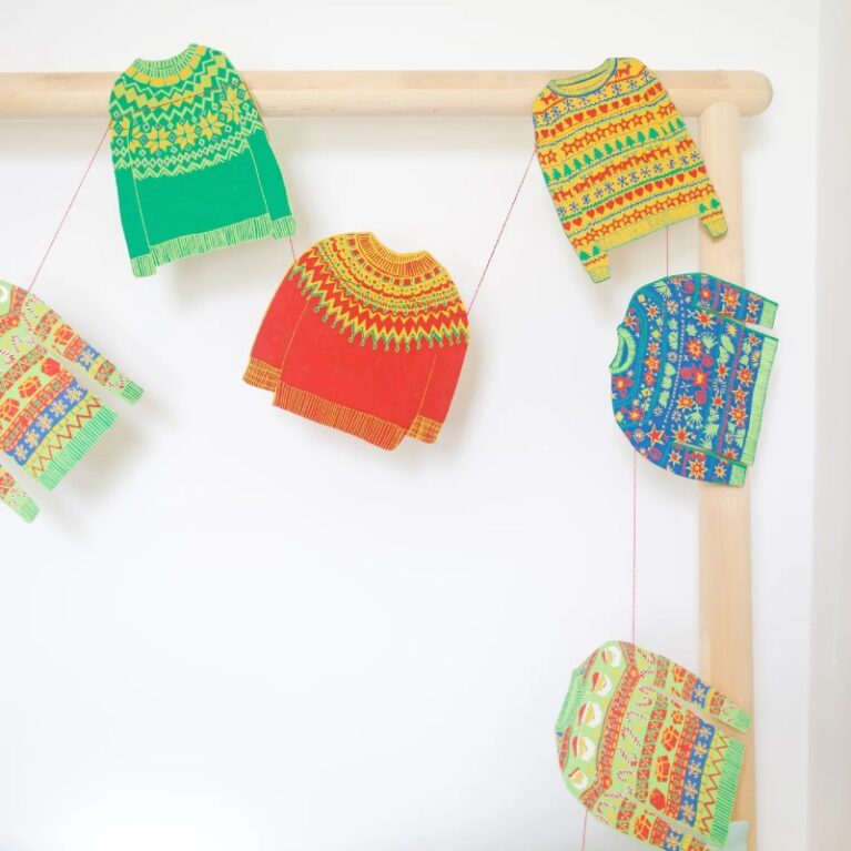 Christmas Jumpers &#8211; Printed Sewn Paper Garland