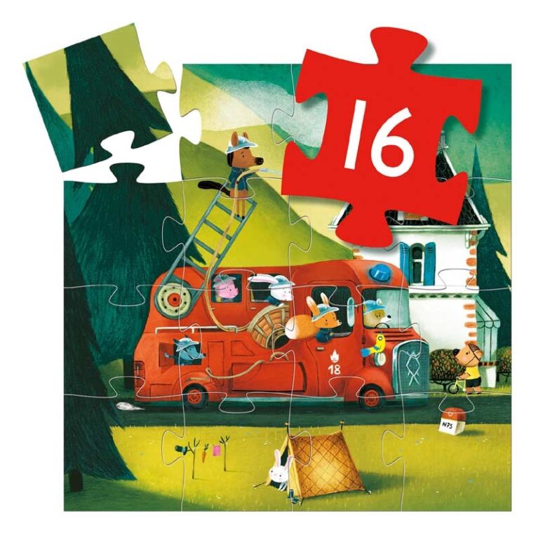 Fire Truck &#8211; 16 Piece Jigsaw Puzzle By Djeco 3+