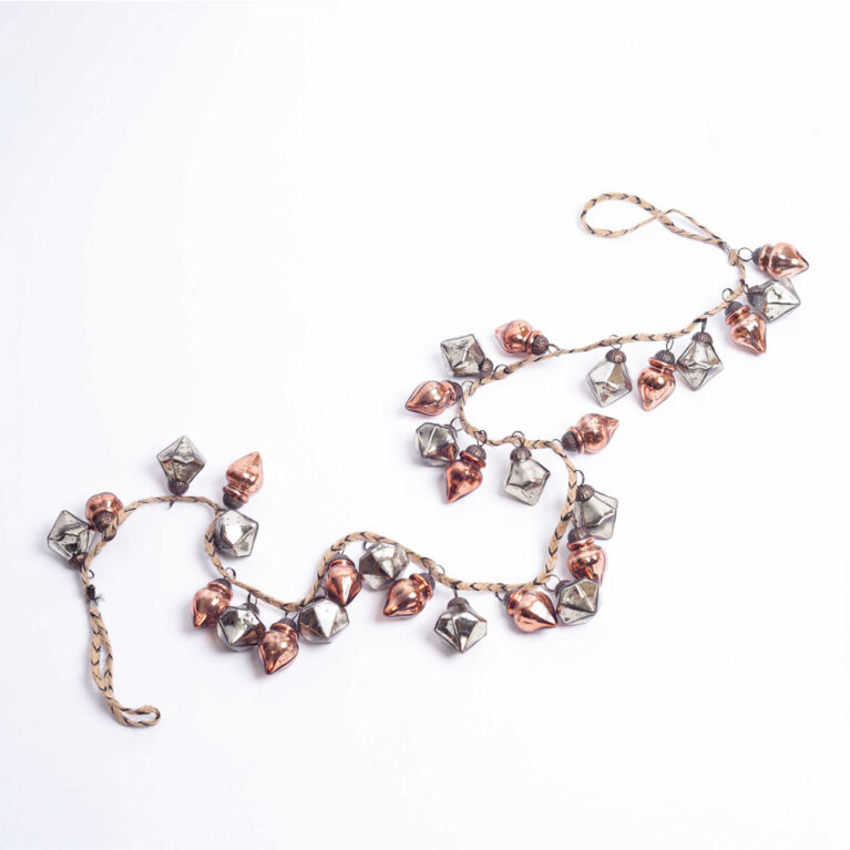 Ekiti Glass Bauble Garland In Antique Gold &#038; Rust