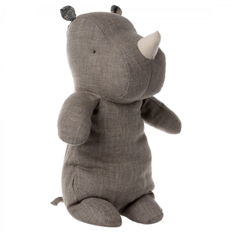 Medium Dark Grey Rhino Soft Toy Safari Friends By Maileg 0+