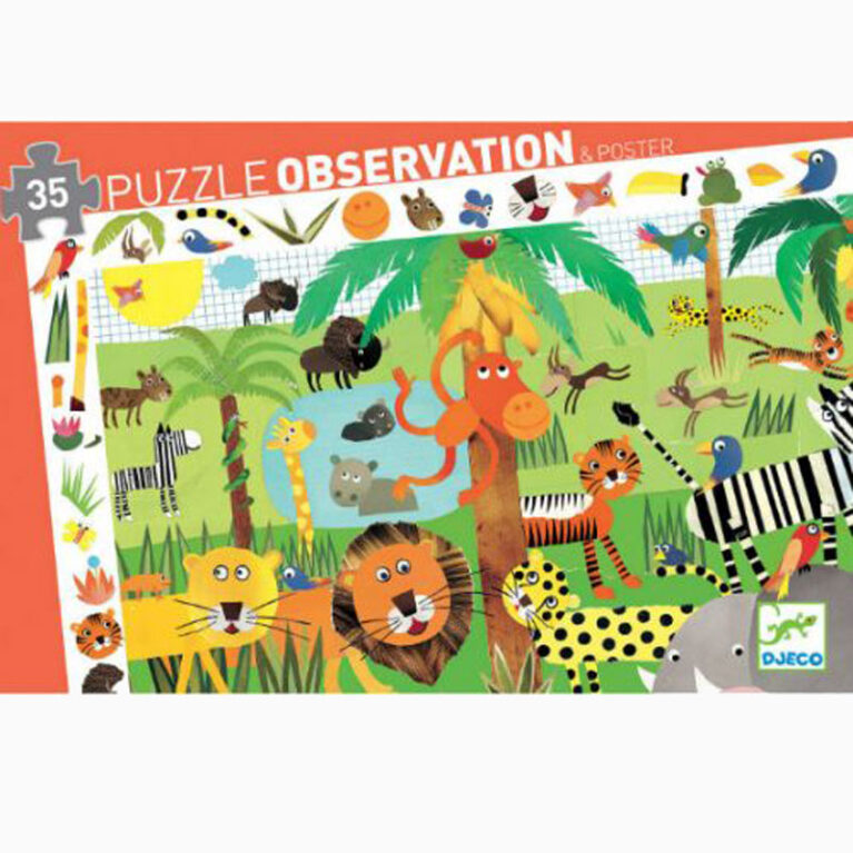 Jungle Observation Jigsaw Puzzle 35 Piece By Djeco
