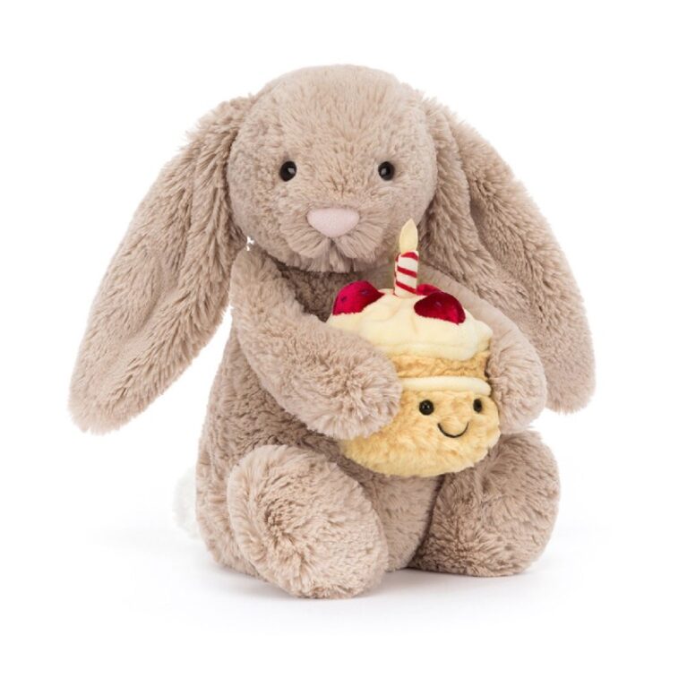 Bashful Beige Bunny &#8216;Birthday&#8217; Soft Toy By Jellycat 0+