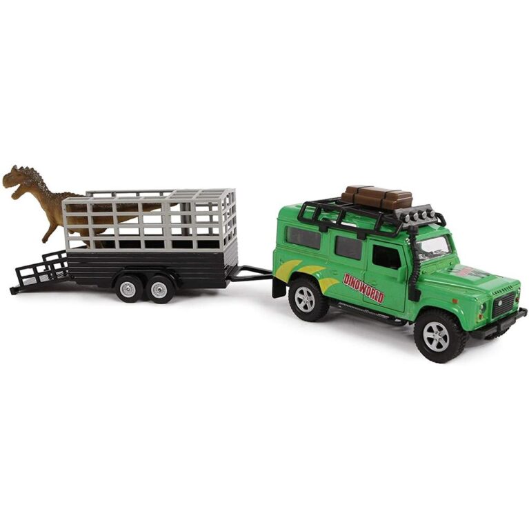 4&#215;4 Land Rover &#038; Dinosaur Diecast &#038; Plastic Toy Car Set