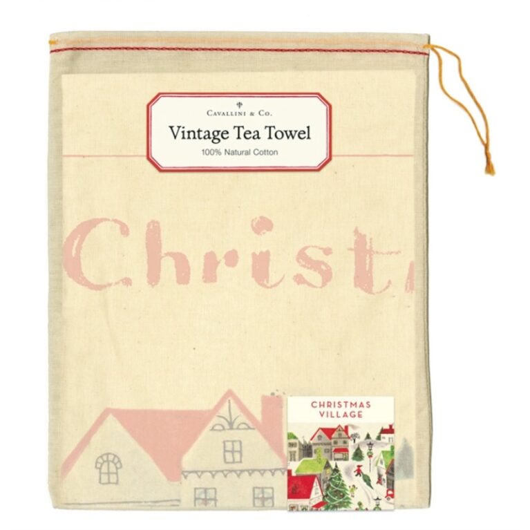 Christmas Village Cotton Tea Towel With Gift Bag