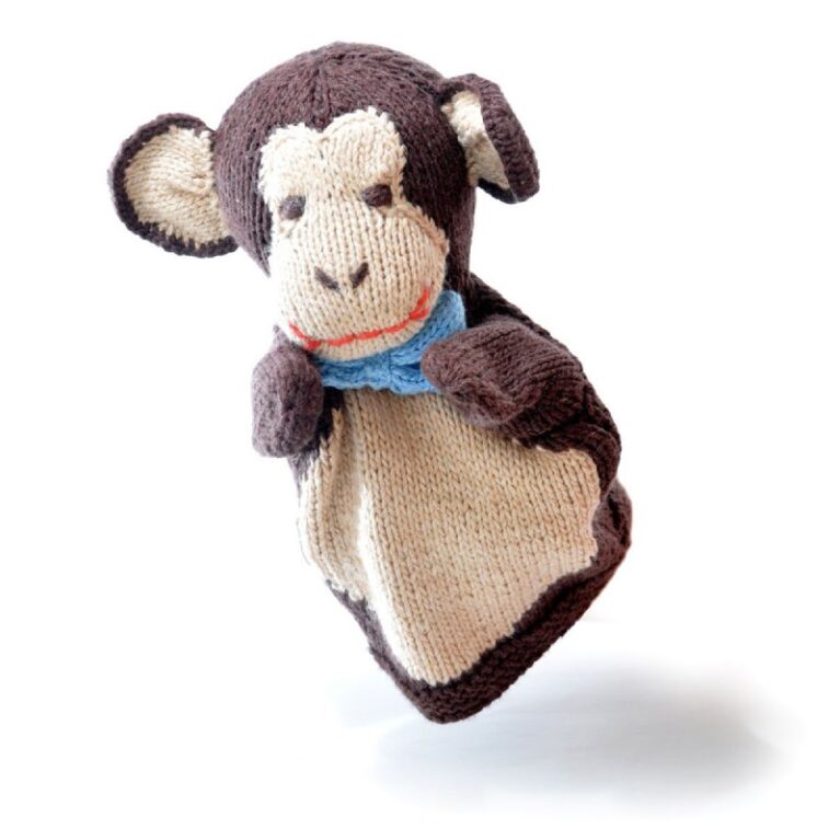 Monkey &#8211; Hand Knitted Glove Puppet Organic Cotton