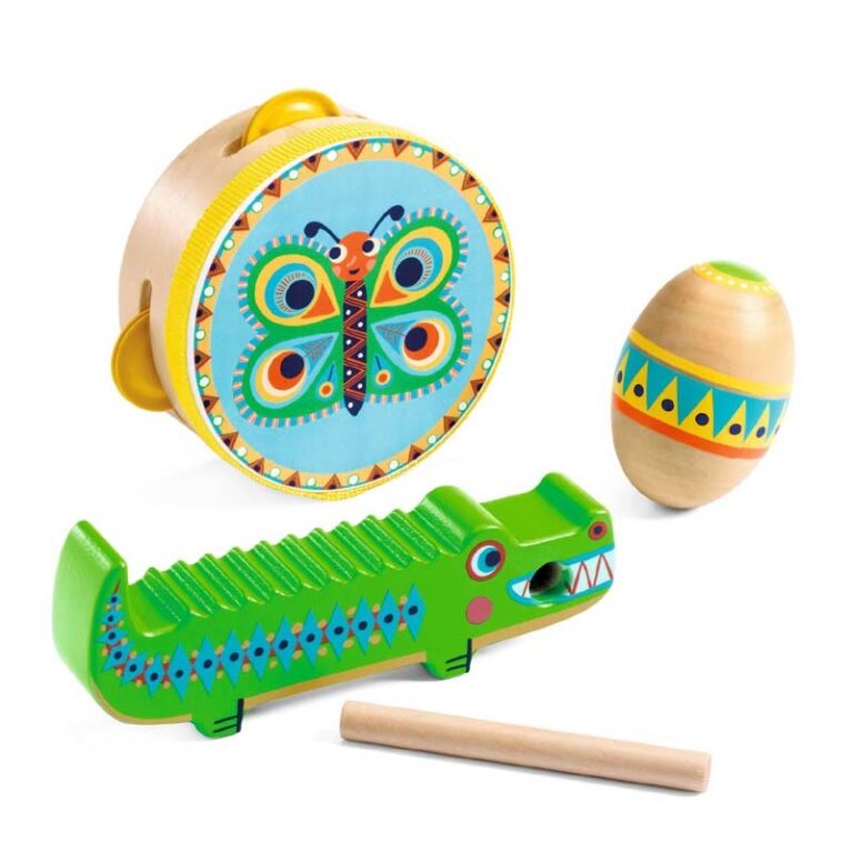 Set Of 3 Wooden Percussion Instruments By Djeco 18m+