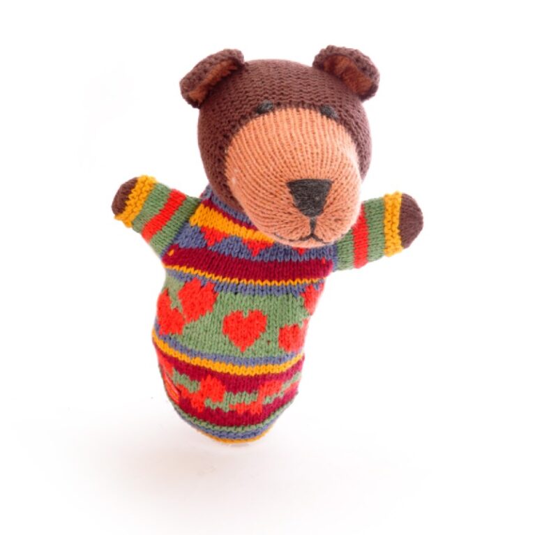 Brown Bear &#8211; Hand Knitted Glove Puppet Organic Cotton