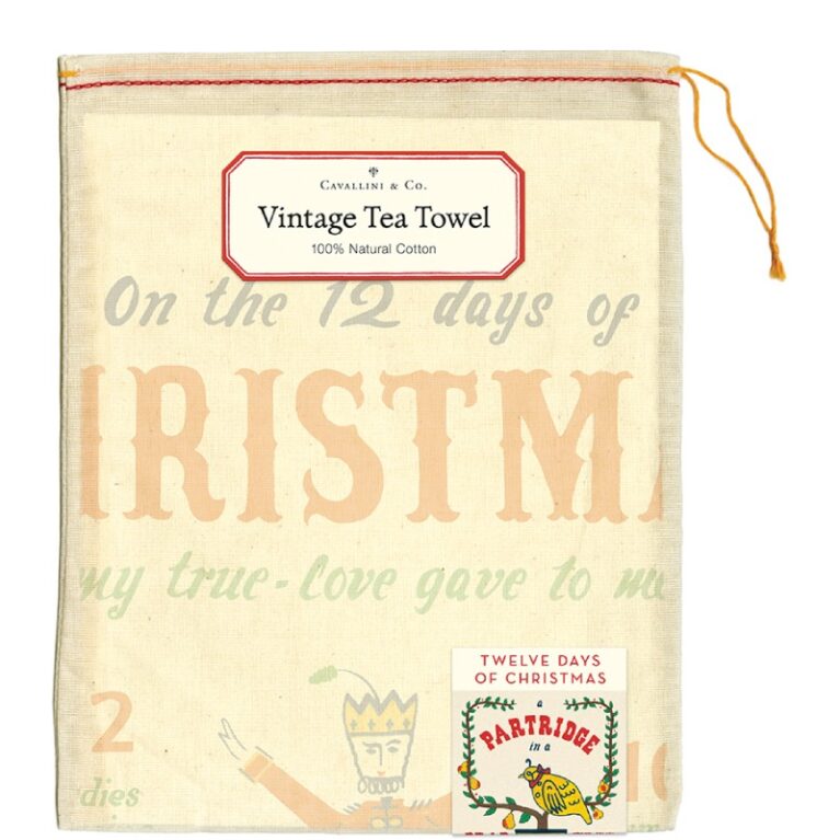 12 Days Of Christmas Cotton Tea Towel With Gift Bag