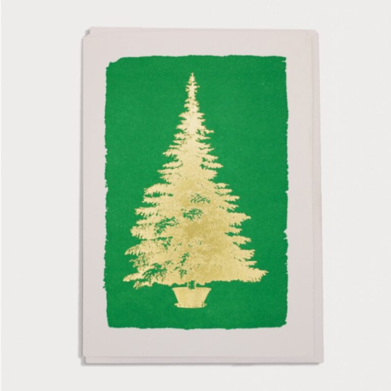 Christmas Tree On Green &#8211; Mini Single Christmas Card