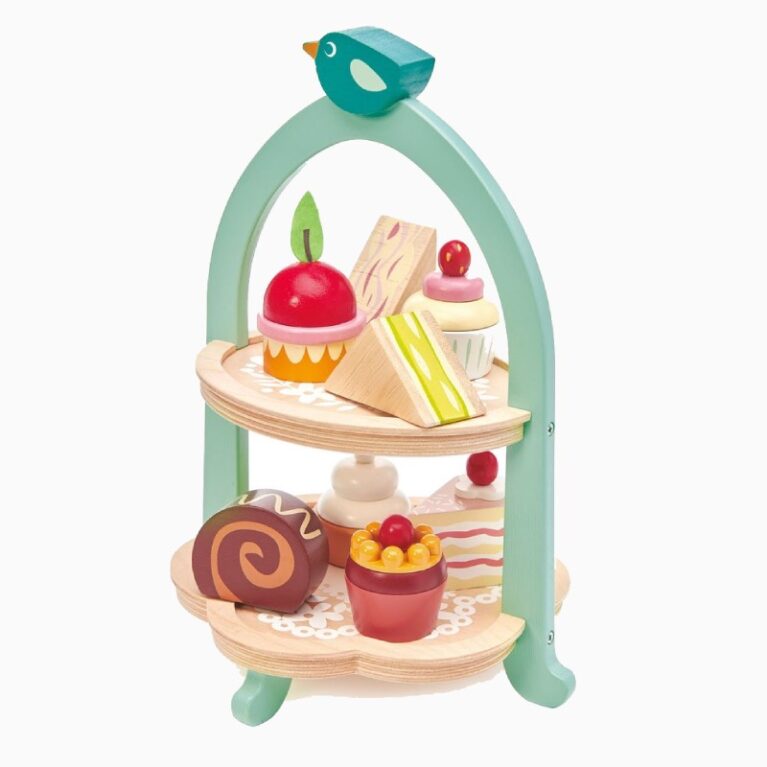 Birdie Afternoon Tea Stand Wooden Play Food Set 3+