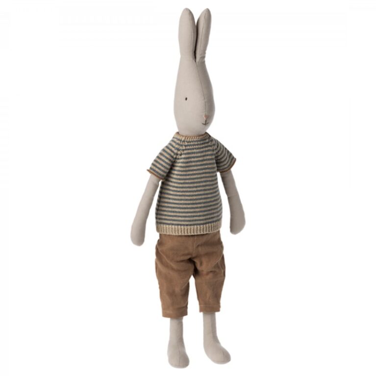 Large Rabbit In Striped Top &#038; Shorts Soft Toy By Maileg 0+