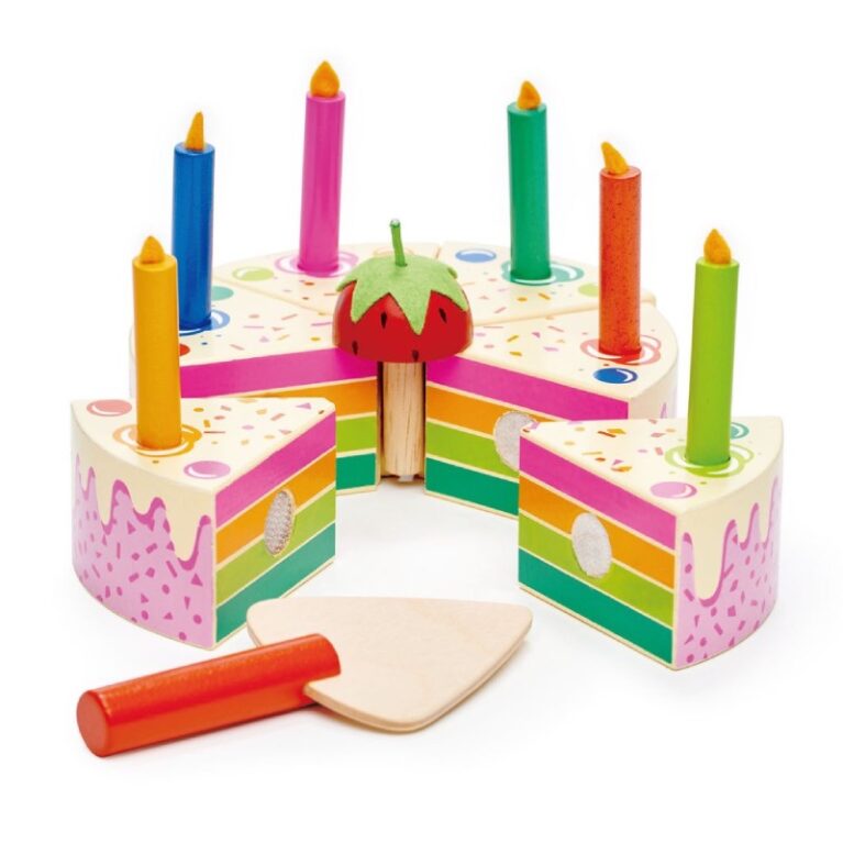 Rainbow Birthday Cake Wooden Play Food Set 3+