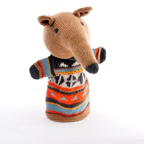 Anteater &#8211; Hand Knitted Glove Puppet Organic Cotton