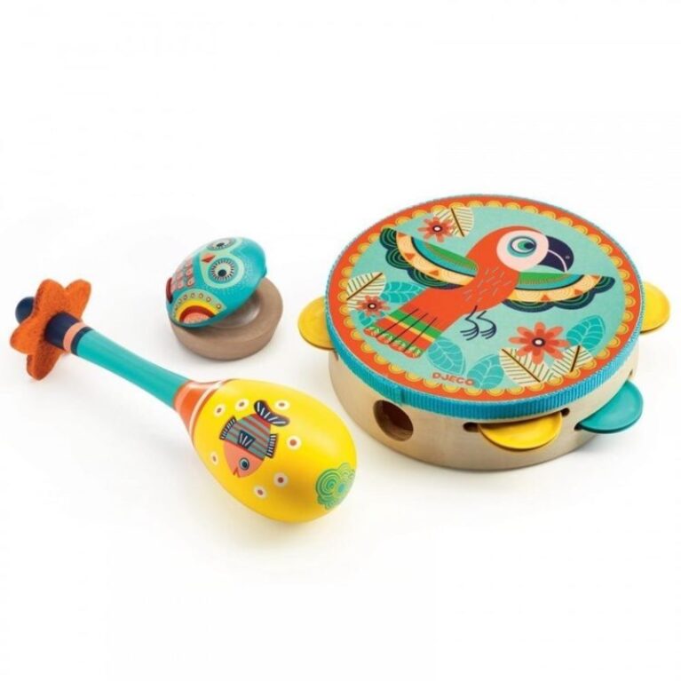 Animambo Set Of 3 Wooden Instruments By Djeco 3+