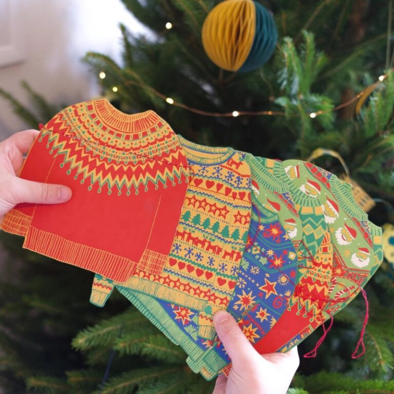 Christmas Jumpers &#8211; Printed Sewn Paper Garland